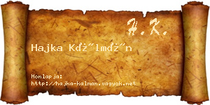 Hajka Kálmán névjegykártya